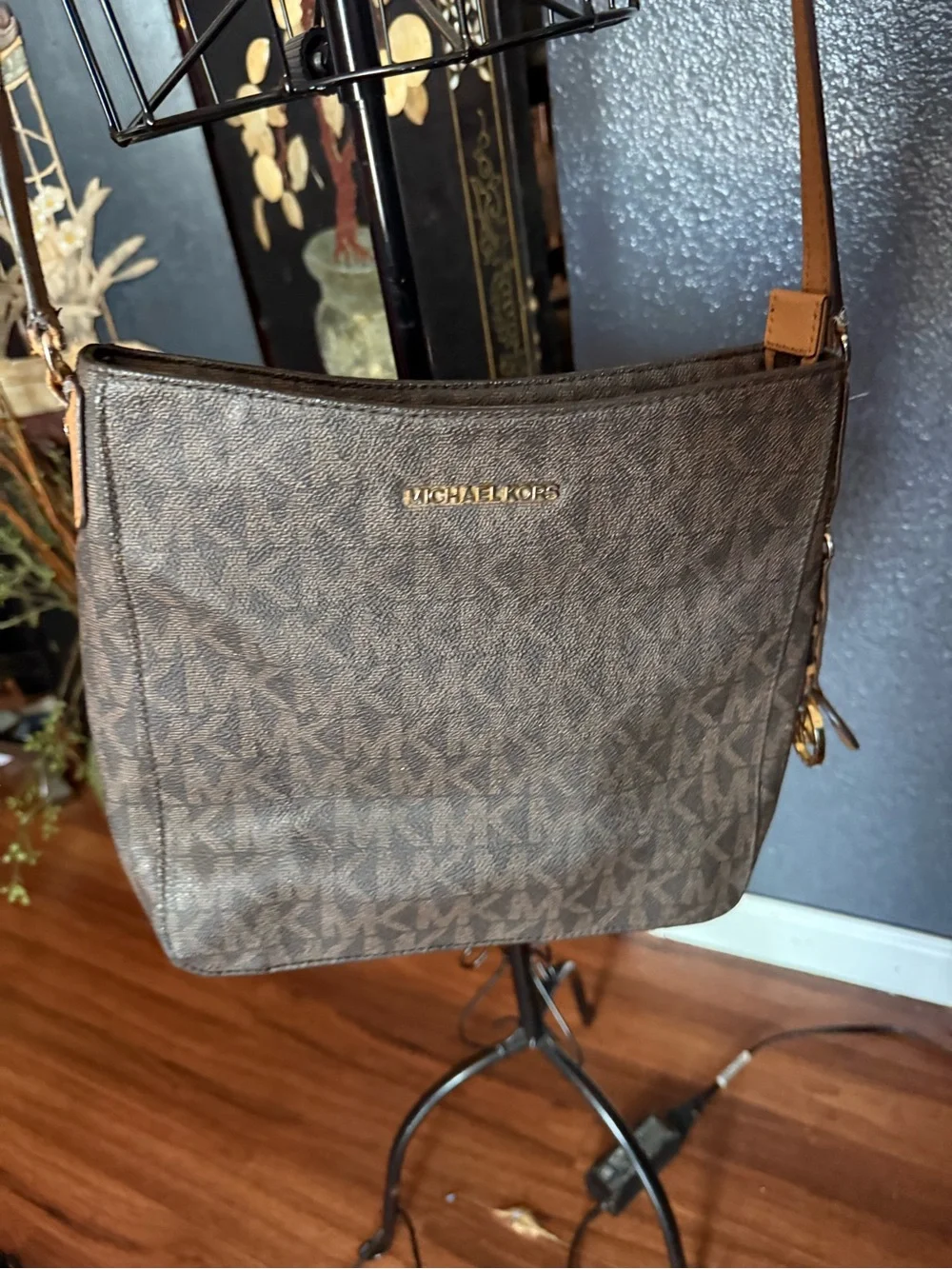 Michael Kors Brown & Tan Signature Monogram Crossbody Bag